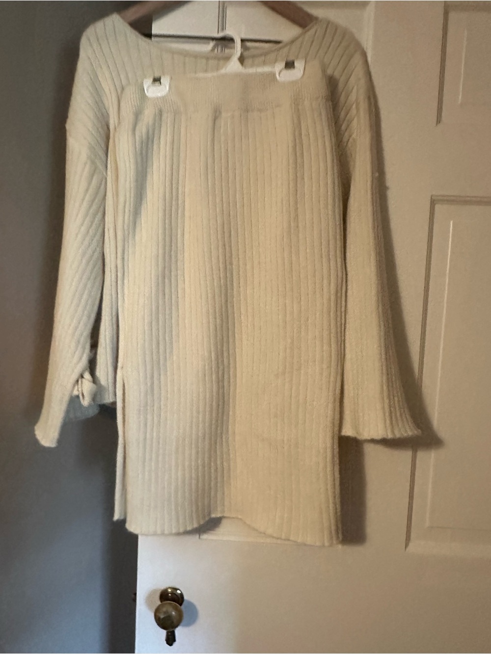 Cream Ribbed Women's Sweater - Classic Knit